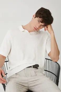 Medicine tricou polo culoarea bej, neted imagine