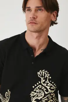 Medicine tricou polo culoarea negru, cu imprimeu imagine