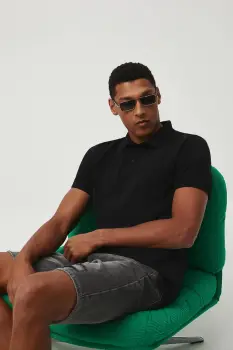 Medicine tricou polo culoarea negru, uni imagine