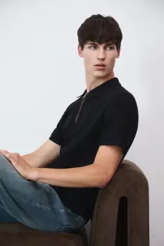 Medicine tricou polo culoarea negru, uni imagine