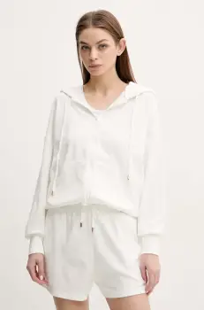 Melissa Odabash bluza femei, culoarea alb, cu gluga, uni, Kyda imagine