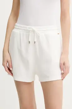 Melissa Odabash pantaloni scurti femei, culoarea alb, uni, high waist, Laura imagine