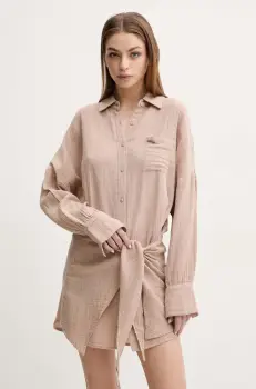 Melissa Odabash rochie din bumbac culoarea maro, mini, oversize, Sara imagine