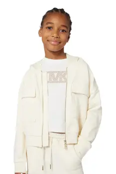 Michael Kors bluza copii culoarea bej, cu gluga, uni, R30471 imagine