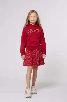 Michael Kors bluza copii culoarea rosu, cu gluga, cu imprimeu, R30150 imagine