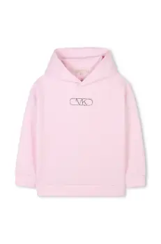 Michael Kors bluza copii culoarea roz, cu gluga, neted, R30325 imagine