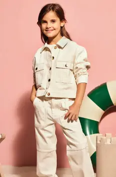 Michael Kors geaca de blugi pentru copii culoarea bej, R30293 imagine