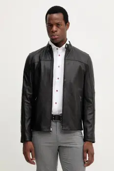 Michael Kors geaca de piele culoarea negru, de tranzitie, CB98CF17KS imagine