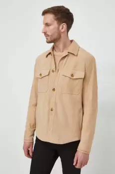 Michael Kors geaca din piele intoarsa barbati, culoarea bej, de tranzitie imagine