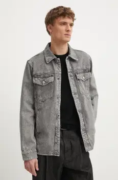 Michael Kors geaca jeans culoarea gri, de tranzitie, CR5900P5G2 imagine