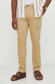 Michael Kors pantaloni barbati, culoarea bej, drept imagine