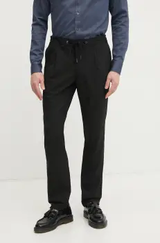 Michael Kors pantaloni barbati, culoarea negru, cu fason chinos, CF4303TENP imagine