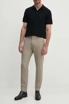 Michael Kors pantaloni de lana culoarea bej, drept, MK0SP01026 imagine