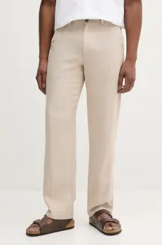 Michael Kors pantaloni din in barbati, culoarea bej, drept, CS5304BBEY imagine