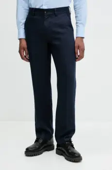 Michael Kors pantaloni din in barbati, culoarea bleumarin, drept, CS5304BBEY imagine