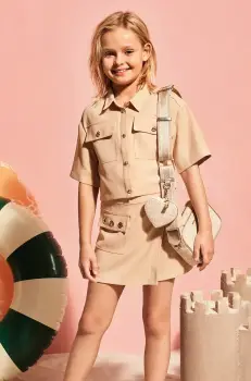 Michael Kors pantaloni scurti copii culoarea bej, neted, R30338 imagine