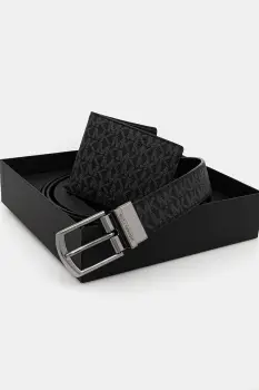 Michael Kors portofel si curea din piele culoarea negru, 39S4LBLN4B imagine