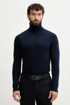 Michael Kors pulover de lana culoarea bleumarin, light, cu guler, CF460F97AP imagine