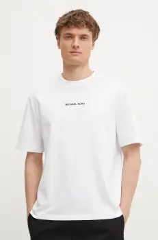 Michael Kors tricou din bumbac barbati, culoarea alb, cu imprimeu, CS450MM1V2 imagine