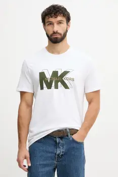 Michael Kors tricou din bumbac culoarea alb, cu imprimeu, CF552PZFV4 imagine