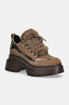 MICHAEL Michael Kors botine Shiloh femei, culoarea maro, cu platforma, 40F4SSFE8L.229 imagine