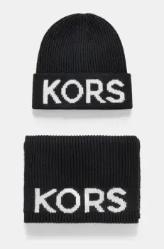 MICHAEL Michael Kors caciula si esarfa din amestec de lana culoarea negru, 540005 imagine