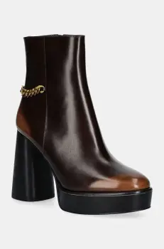 MICHAEL Michael Kors cizme de piele Carlisle femei, culoarea maro, cu toc drept, 40F4CLME2L.230 imagine