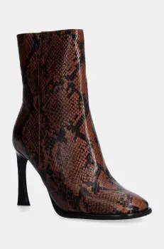 MICHAEL Michael Kors cizme de piele Kelsea femei, culoarea maro, cu toc cui, 40F4KLHE5E.230 imagine