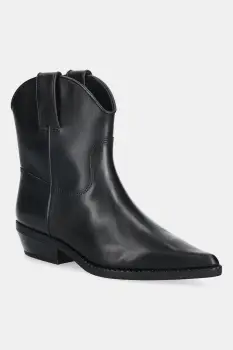 MICHAEL Michael Kors cizme de piele Noemie culoarea negru, cu toc plat, 40F5NOME7L.001 imagine