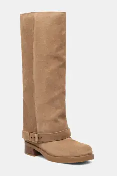 MICHAEL Michael Kors cizme din piele intoarsa Colby culoarea bej, cu toc plat, 40F5COFB5S.297 imagine