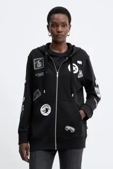 MICHAEL Michael Kors hanorac de bumbac culoarea negru, cu gluga, cu imprimeu, MF551WQ4MY imagine