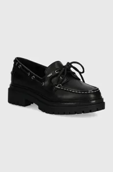 MICHAEL Michael Kors mocasini de piele Cameron femei, culoarea negru, cu platforma, 40T4CAFP1L 001 imagine