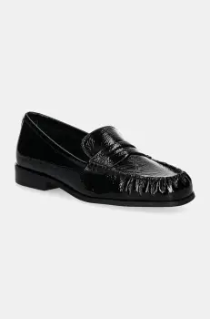 MICHAEL Michael Kors mocasini de piele Carlson femei, culoarea negru, cu toc plat, 40F4CSFP1A.001 imagine