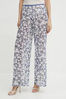 MICHAEL Michael Kors pantaloni culoarea bleumain, drept, high waist, MM55128 imagine