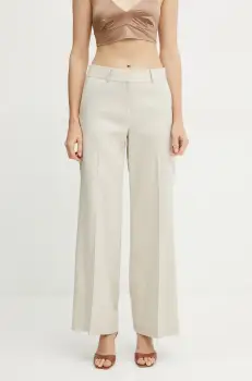 MICHAEL Michael Kors pantaloni din in femei, culoarea bej, drept, high waist, MS530TFH6R imagine