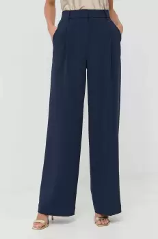 MICHAEL Michael Kors pantaloni femei, culoarea albastru marin, drept, high waist imagine