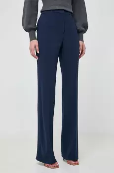 MICHAEL Michael Kors pantaloni femei, culoarea albastru marin, lat, high waist imagine