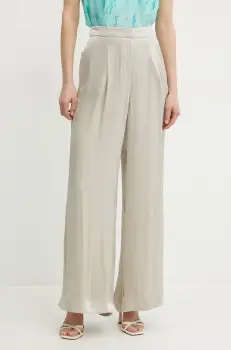 MICHAEL Michael Kors pantaloni femei, culoarea bej, lat, high waist imagine
