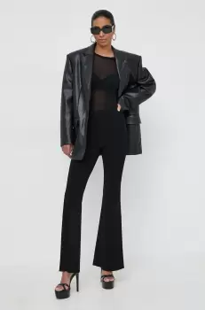 MICHAEL Michael Kors pantaloni femei, culoarea negru, evazati, high waist imagine