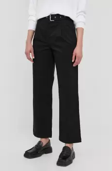 MICHAEL Michael Kors pantaloni femei, culoarea negru, lat, high waist imagine