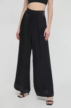 MICHAEL Michael Kors pantaloni femei, culoarea negru, lat, high waist imagine