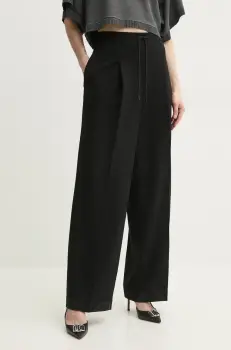 MICHAEL Michael Kors pantaloni femei, culoarea negru, lat, high waist, MS530TBENX imagine