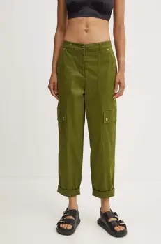 MICHAEL Michael Kors pantaloni femei, culoarea verde, drept, high waist imagine