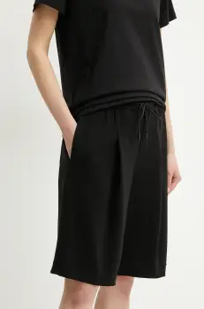 MICHAEL Michael Kors pantaloni scurti femei, culoarea negru, neted, high waist, MS530TDENX imagine