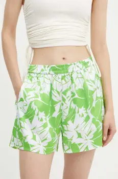 MICHAEL Michael Kors pantaloni scurti femei, culoarea verde, modelator, high waist imagine