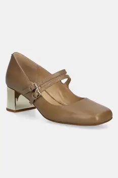 MICHAEL Michael Kors pantofi de piele Matilda culoarea bej, cu toc drept, 40F5MTMP1L.297 imagine