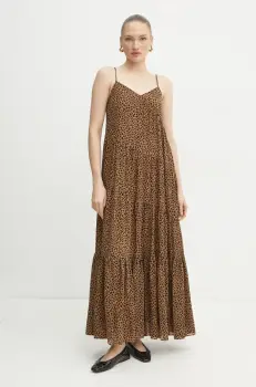 MICHAEL Michael Kors rochie culoarea maro, maxi, evazati, MR582IDGRY imagine