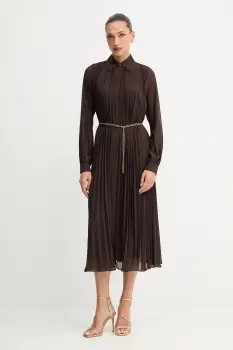 MICHAEL Michael Kors rochie culoarea maro, midi, evazati, MF5838A7R3 imagine