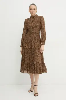 MICHAEL Michael Kors rochie culoarea maro, midi, evazati, MR582L7GRY imagine