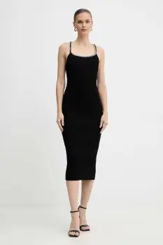 MICHAEL Michael Kors rochie culoarea negru, midi, mulata, MF5835V33D imagine